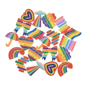 20Pcs 10 Styles Rainbow Theme Acrylic Pendants