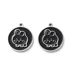 304 Stainless Steel Black Enamel Charms