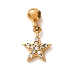 304 Stainless Steel Micro Pave Clear Cubic Zirconia Pendants