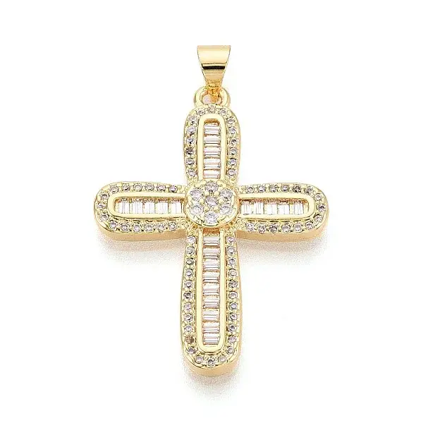 Brass Micro Pave Clear Cubic Zirconia Pendants