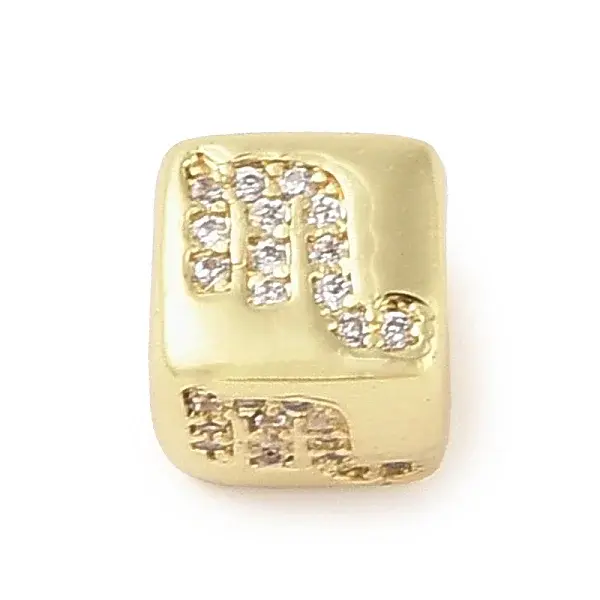 Brass Micro Pave Clear Cubic Zirconia European Beads