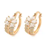 Brass Micro Pave Clear Cubic Zirconia Hoop Earrings