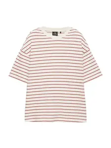 Pull&Bear Tričko  burgundská / biela