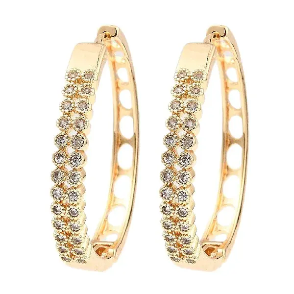 Brass Cubic Zirconia Hoop Earrings