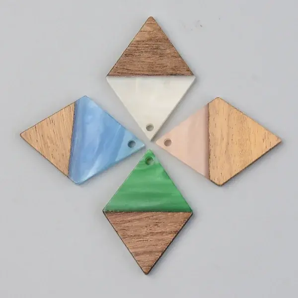 Opaque Resin & Walnut Wood Pendants