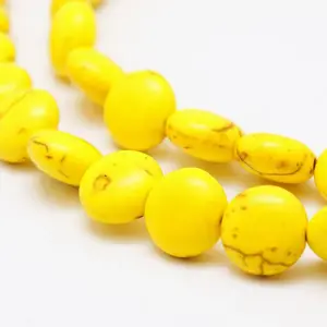 Flat Round Synthetic Turquoise Beads Strands