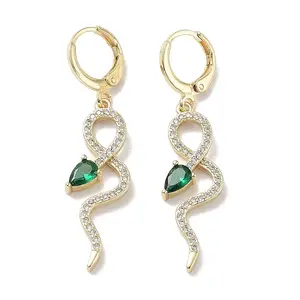 Golden Brass Dangle Leverback Earrings