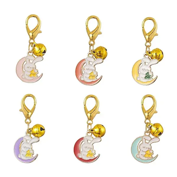 Moon with Rabbit Alloy Enamel Pendant Decoraiton