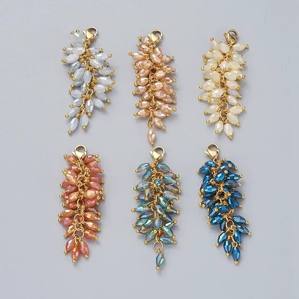 Electroplate Glass Cluster Beads Pendants