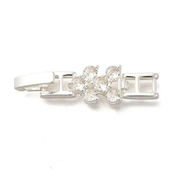 Brass Micro Pave Clear Cubic Zirconia Fold Over Clasps