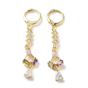 Rack Plating Golden Brass Dangle Leverback Earrings