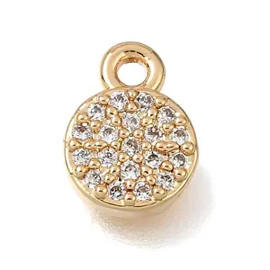 Brass Micro Pave Clear Cubic Zirconia Charms
