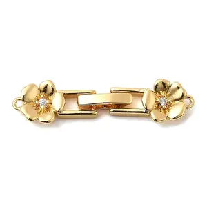 Brass Micro Pave Clear Cubic Zirconia Fold Over Clasps