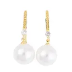 Rack Plating Brass Cubic Zirconia ABS Pearl Earring Hooks