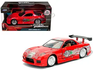 Doms Mazda RX-7 Red with Graphics "Fast &amp; Furious" Movie 1/32 Diecast Model Car by Jada
