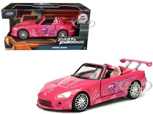 Sukis Honda S2000 Convertible Pink with Graphics "Fast &amp; Furious" Movie 1/32 Diecast Model Car by Jada