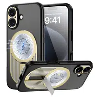 Magnetic Phone Case for iPhone 16 Shockproof Bracket Aromatherapy & Heat-Dissipating Golden