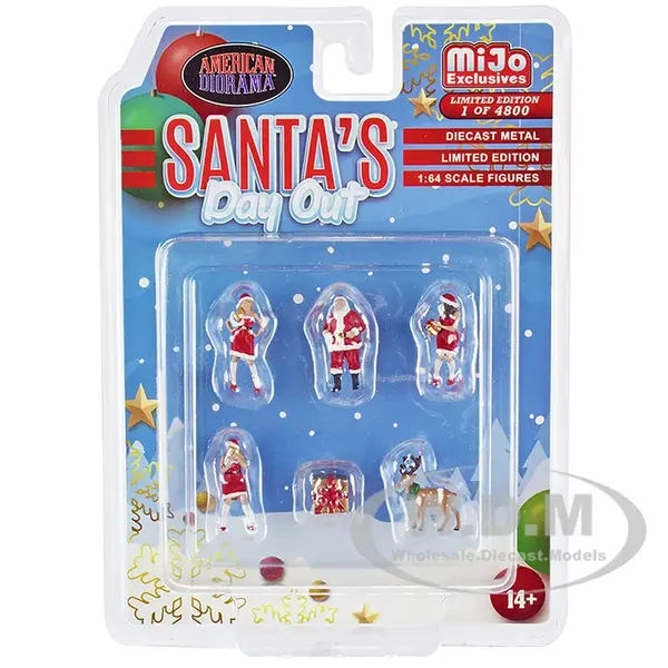 "Santas Day Out" 6 piece Diecast Set (1 Man 2 Women 1 Reindeer 1 Present Figures and Accessories) Limited Edition to 4800 pieces Worldwide 1/64 Scale