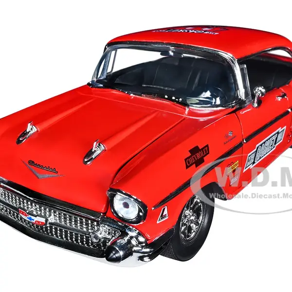1957 Chevrolet 210 Hardtop Red Heavy Metallic with Graphics "Mr. Gasket Co." Limited Edition to 6550 pieces Worldwide 1/24 Diecast Model Car by M2 Ma