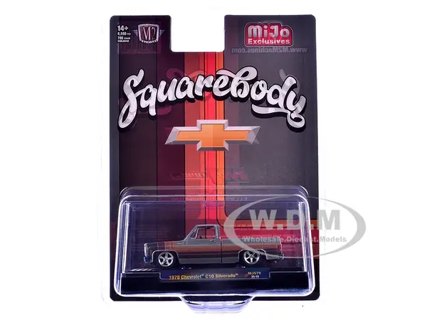 1978 Chevrolet C10 Silverado Pickup Truck Gray with Stripes Limited Edition to 8580 pieces Worldwide 1/64 Diecast Model Car by M2 Machines