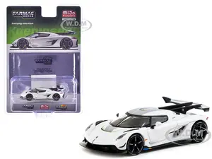 Koenigsegg Jesko Attack White Metallic with Tarmac Cards "Global64" Series 1/64 Diecast Model by Tarmac Works