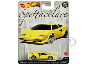 Lamborghini Countach LP 5000 QV Yellow "Spettacolare" Series Diecast Model Car by Hot Wheels