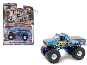1992 Ford F-250 Monster Truck Blue Metallic "Goliaths Revenge" "Kings of Crunch" Series 15 1/64 Diecast Model Car by Greenlight