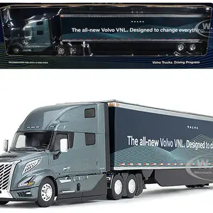 Volvo VNL 860 High-Roof Sleeper and 53 Trailer with Skirts Coastal Mist Gray Metallic 1/50 Diecast Model by First Gear