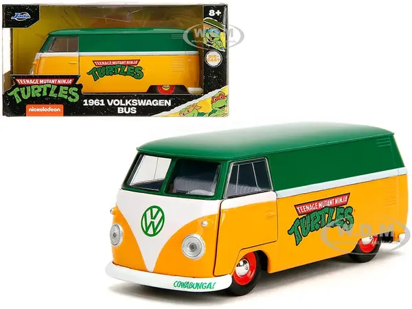 1961 Volkswagen Bus "Teenage Mutant Ninja Turtles" Green and Yellow with White Interior "Hollywood Rides" Series 1/32 Diecast Model Car by Jada