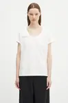 Bavlněné tričko Pangaia Lightweight Scoop Neck T-Shirt dámské, bílá barva, 10002565
