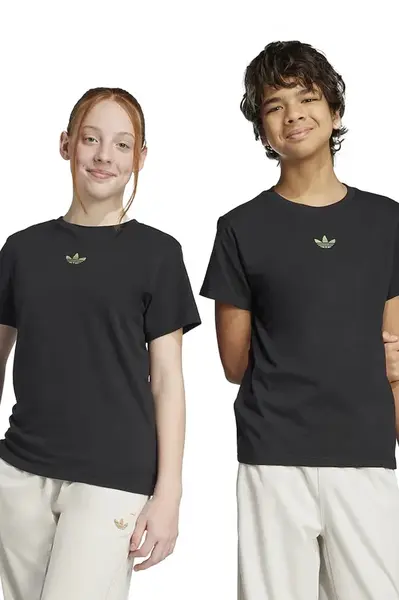 Dětské bavlněné tričko adidas Originals černá barva, s potiskem, JZ9940