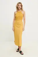 Lněné šaty Answear.LAB žlutá barva, maxi