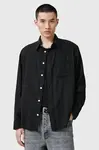 Bavlněná košile AllSaints KARMI černá barva, regular, s klasickým límcem, M040SC