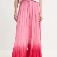 Bavlněné kalhoty Pinko dámské, růžová barva, široké, high waist, 104756 A2G4