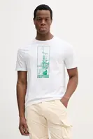 Bavlněné tričko United Colors of Benetton bílá barva, s potiskem, 3I1XU10A4