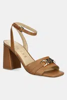 Kožené sandály Guess GRATO hnědá barva, FLJGRT LEA03