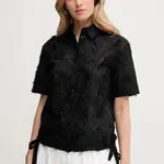 Bavlněná košile Silvian Heach SEREMA dámské, černá barva, regular, s klasickým límcem, GPP25332CA