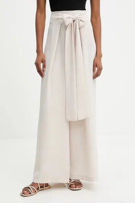 Kalhoty Answear.LAB dámské, béžová barva, široké, high waist