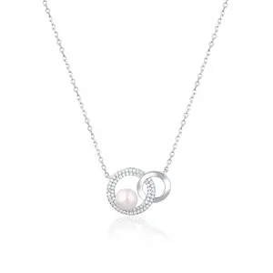 JwL Luxury Pearls Módní náhrdelník s pravou perlou a zirkony JL0751 (řetízek, přívěsek)