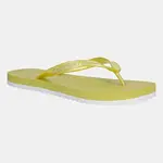 Žabky Calvin Klein Jeans THONG+ TPU METALLIC dámské, zelená barva, na plochém podpatku, YW0YW01720