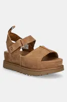 Semišové sandály UGG Goldenstar Hi dámské, hnědá barva, na platformě, 1167356-CHE