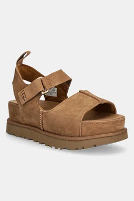 Semišové sandály UGG Goldenstar Hi dámské, hnědá barva, na platformě, 1167356-CHE