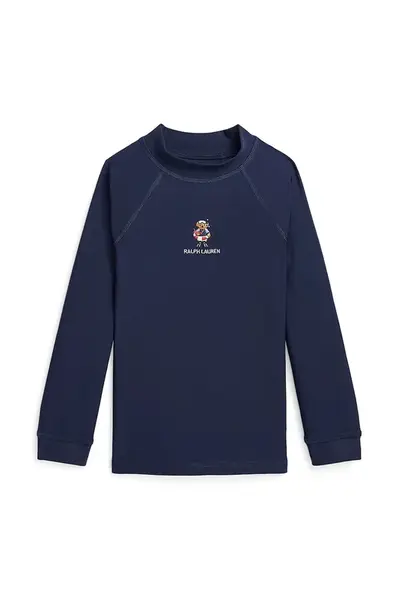 Plavecké tričko s dlouhým rukávem Polo Ralph Lauren tmavomodrá barva, 322965066001