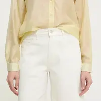 Džínové šortky Answear.LAB dámské, béžová barva, hladké, high waist
