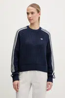 Svetr adidas Originals KNITTED CREW dámský, tmavomodrá barva, hřejivý, JD0906