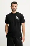 Bavlněné tričko 47 brand MLB Los Angeles Dodgers pánské, černá barva, s potiskem, BB012TMBECT657654JK