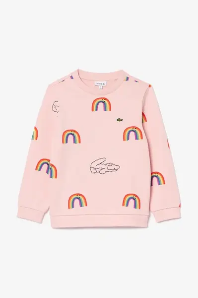 Dětská bavlněná mikina Lacoste růžová barva, vzorovaná, SJ8433