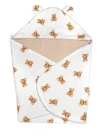 Zavinovacia deka s kapucňou bavlna, 90x90cm, Míš - biela s potlačou