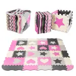 Penová puzzle podložka/ohrádka 36 dielikov sivo-ružovo-čierna-ecru-MOVEO