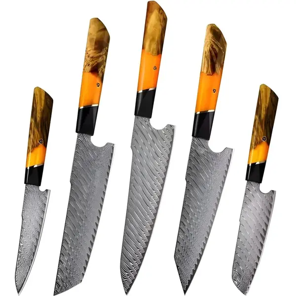 Sada damaškových kuchynských nožov - Oranžová H38063